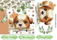 Cute puppy with flowers and butterflies 7x7