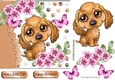 Cute puppy with lilac flowers and butterflies 7x7