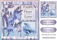 pretty lillies with blue little bird & butterflies card front 8x8