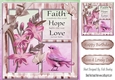 pretty lillies with pink little bird & butterflies card front 8x8