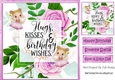Hugs and kisses, fairies wishes with pink roses 8x8