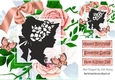 Elegant vintage silhouette lady with peach roses 8x8