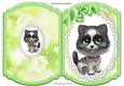 Cute kitty on lace with green bow bracket card