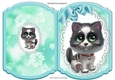 Cute kitty on lace with blue bow bracket card