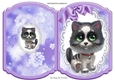 Cute kitty on lace with purple bow bracket card