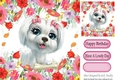 white westie puppy with a bone in the flowers 8x8