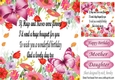 Pretty pink flowers and butterfly with bow card front 8x8