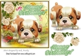 Those cute puppy eyes! with corner cream roses 7x7