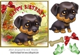 Those cute puppy eyes! with corner red bow 7x7