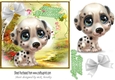 Those cute puppy eyes! little Dalmation puppy with corner white bow 7x7