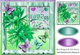 green tropical flowers with paper butterflies in window frame 8x8