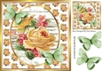 Water colour cream roses with pink flowers & paper butterflies 8x8