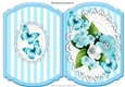 Pretty blue/white spring flowers on lace with butterflies bracket card