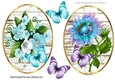 2 Lovely blue /white and lilac flower toppers/card fronts with butterflies