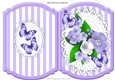 Pretty lilac/white spring flowers on lace with butterflies bracket card