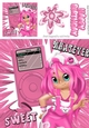 Trendy Girl with pink MP3 Player 8x8