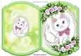 Cute little white kitty with pink flowers on lace bracket card