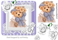 Pretty folklore teddy in a bonnet with lace and white roses7x7
