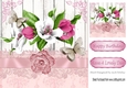 Pretty shades of pink flowers with paper butterflies and bow 8x8