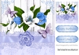 Pretty shades of blues flowers with paper butterflies and bow 8x8
