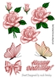 Pretty blush  pink rose with buds and embelishments collage cut outs (set 1)