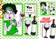 I Only Drink Wine!Lady in green polkadot window frame 8x8
