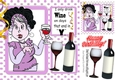 I Only Drink Wine!Lady in lilac polkadot window frame 8x8