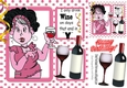 I Only Drink Wine!Lady in pink polkadot window frame 8x8