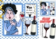 I Only Drink Wine!Lady in blue polkadot window frame 8x8