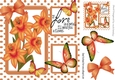 pretty peach daffodils in polka dot window frame with butterflies 8x8