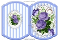 Beautiful spray of flowers on lace striped blue bracket card