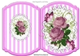 Beautiful spray of flowers on lace striped lilac bracket card