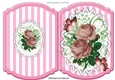 Beautiful spray of flowers on lace striped pink bracket card