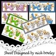 4 Lovely coloured love bear DL Cards Mini Kit (set 2)