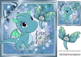 Cute little Blue Dragon with toon dragonfly 8x8