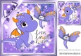 Cute little purple Dragon with toon dragonfly 8x8