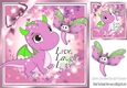 Cute little pink Dragon with toon dragonfly 8x8