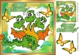 Toony three headed dragon, with butterflies 8x8