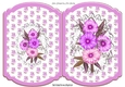 Pretty lilac shades of flowers with matching backing with lace bracket card