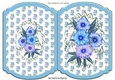 Pretty blue shades of flowers with matching backing with lace bracket card