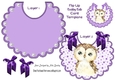 Pretty star flip top bib with cute owl & purple bows