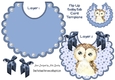 Pretty star flip top bib with cute owl & blue bows