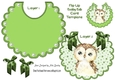 Pretty star flip top bib with cute owl & green bows