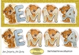 Teddy bears named EMMA Gold Glitter DL Card