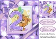 Cute teddy (2ND BIRTHDAY) in purple bubble frame 8x8