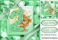Cute teddy (2ND BIRTHDAY) in green bubble frame 8x8