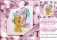 Cute teddy (1ST BIRTHDAY) in pink bubble frame 8x8