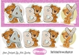 Teddy bears named ABBY Pink Glitter DL Card