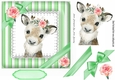 cute reindeer with pink roses/bow 7x7 striped green fame