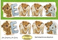 Teddy bears named EMMA green Glitter DL Card